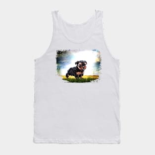 Yorkie On Grunge Tank Top